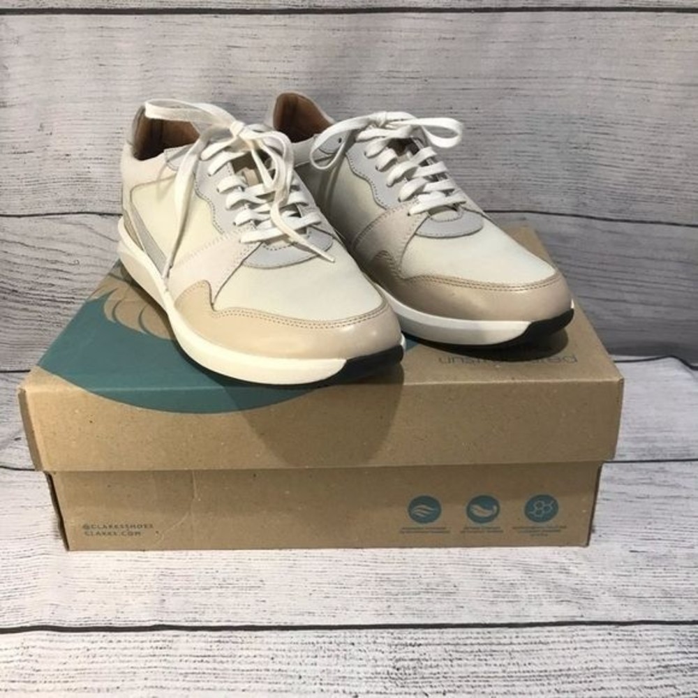 Clarks Un Rio Run Ortholite Cushion White Combi Sneakers Women  Size 9.5M